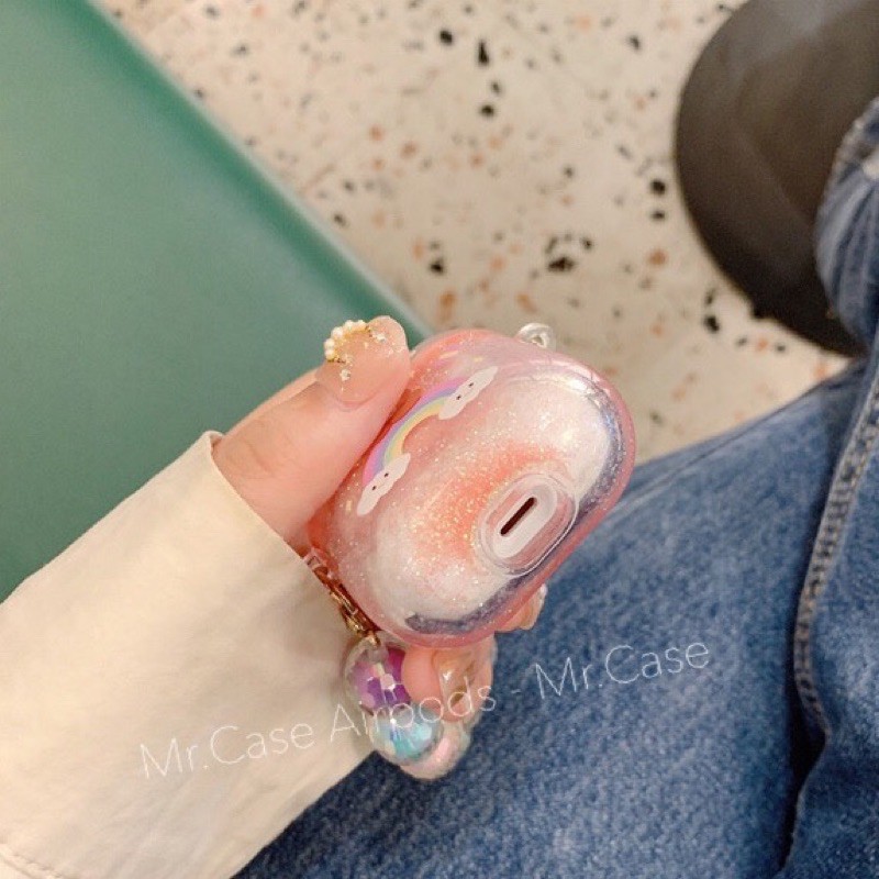 Case Airpods 1/2 Pro Vỏ Ốp Đựng Tai Nghe Bear Cầu vòng - Mr.Case