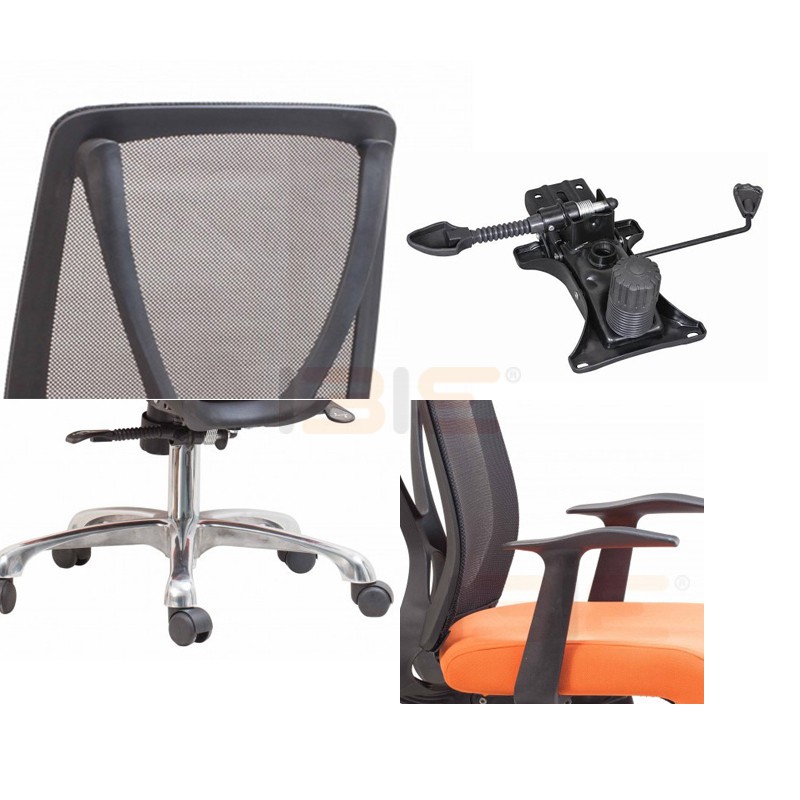 Ghế xoay văn phòng nâng hạ IBIE ID8303 chân nhôm lưng lưới có tay