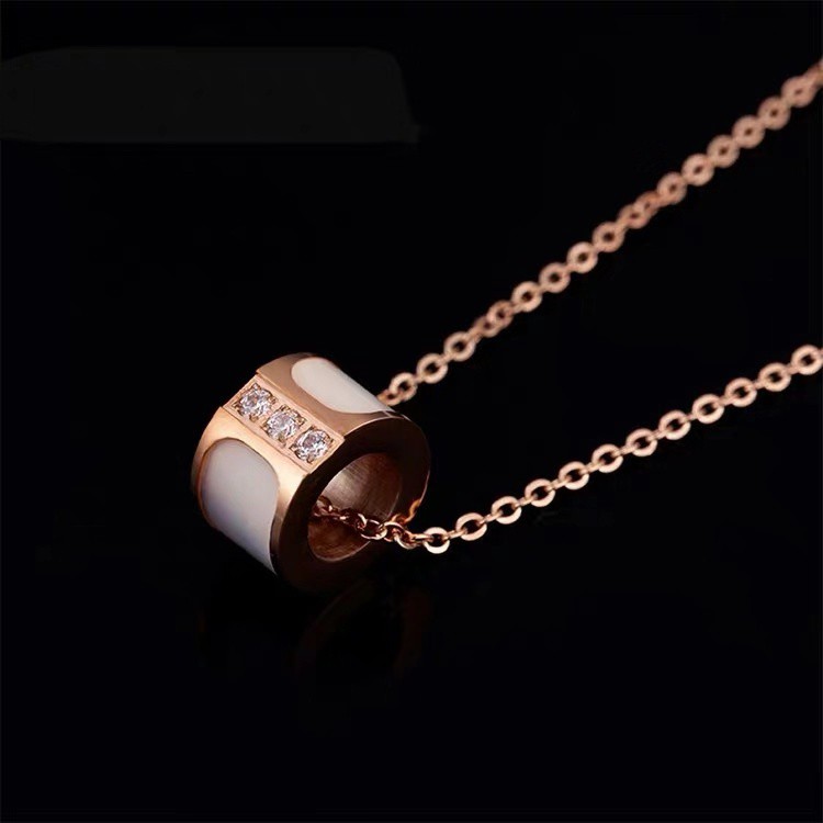 Dây Chuyền Mặt Hình Trụ Đính Đá Zircon Màu Trắng Tự Nhiên Đính Đá Zircon Thanh Lịch Phong Cách Pháp Thanh Lịch Dành Cho Nữ