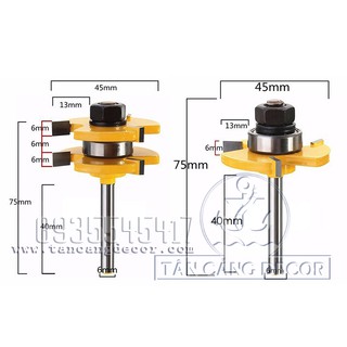 Bộ mũi phay ghép ván sàn cốt 6.35 mm