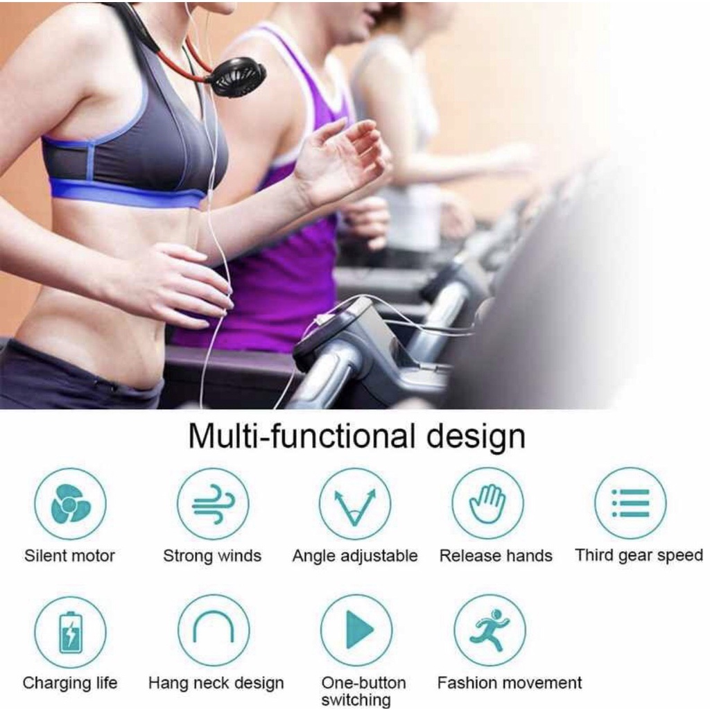 Quạt đeo cổ mini có cổng sạc USB tiện lợi