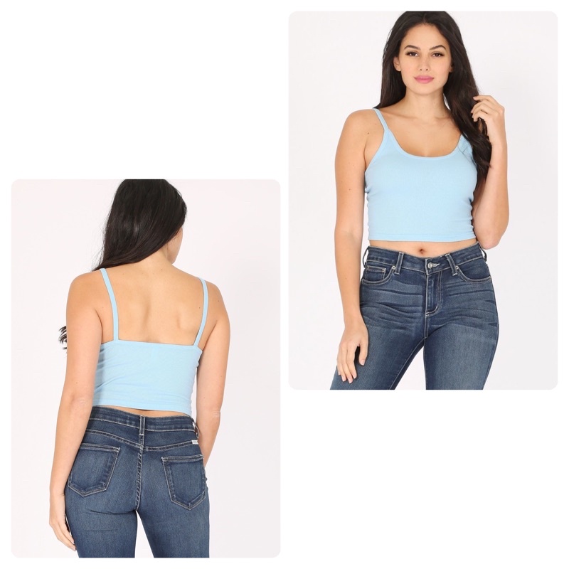 Áo hai dây croptop cotton dây áo điều chỉnh hàng xuất xịn