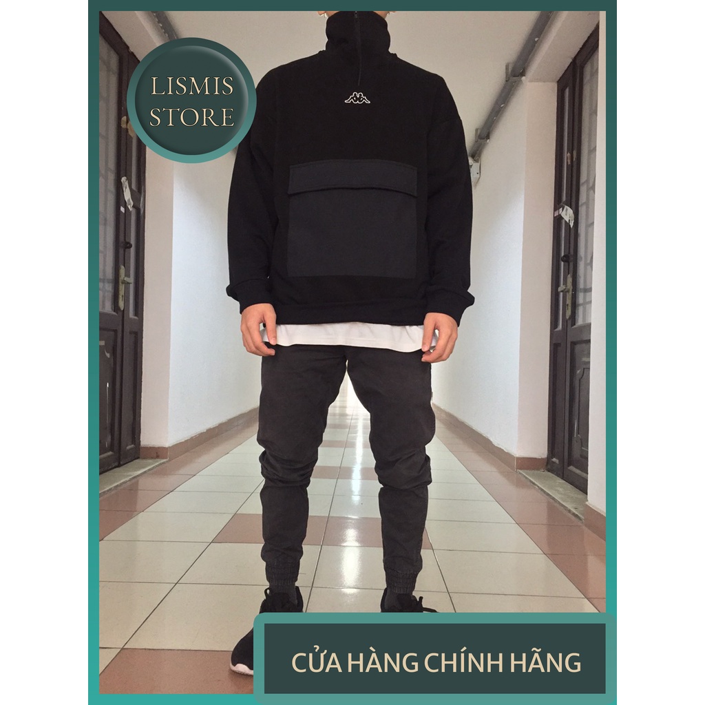 Áo sweatshirt Kappa chính hãng unisex nam nữ. Áo dài tay đen Kappa thời trang, cá tính, tiện lợi