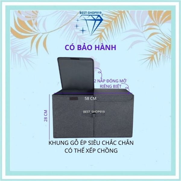 Thùng Vải Đựng Đồ Đa Năng Chia 2 Ngăn Nắp Liền Bằng Vải OXFORD Cao Cấp Cỡ Lớn [CÓ BẢO HÀNH]