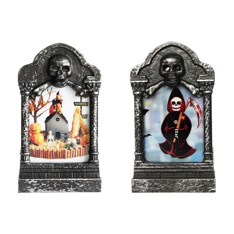 Halloween Graveyard Prop Led Light Lamp Skeleton Tombstones Headstone Lighting