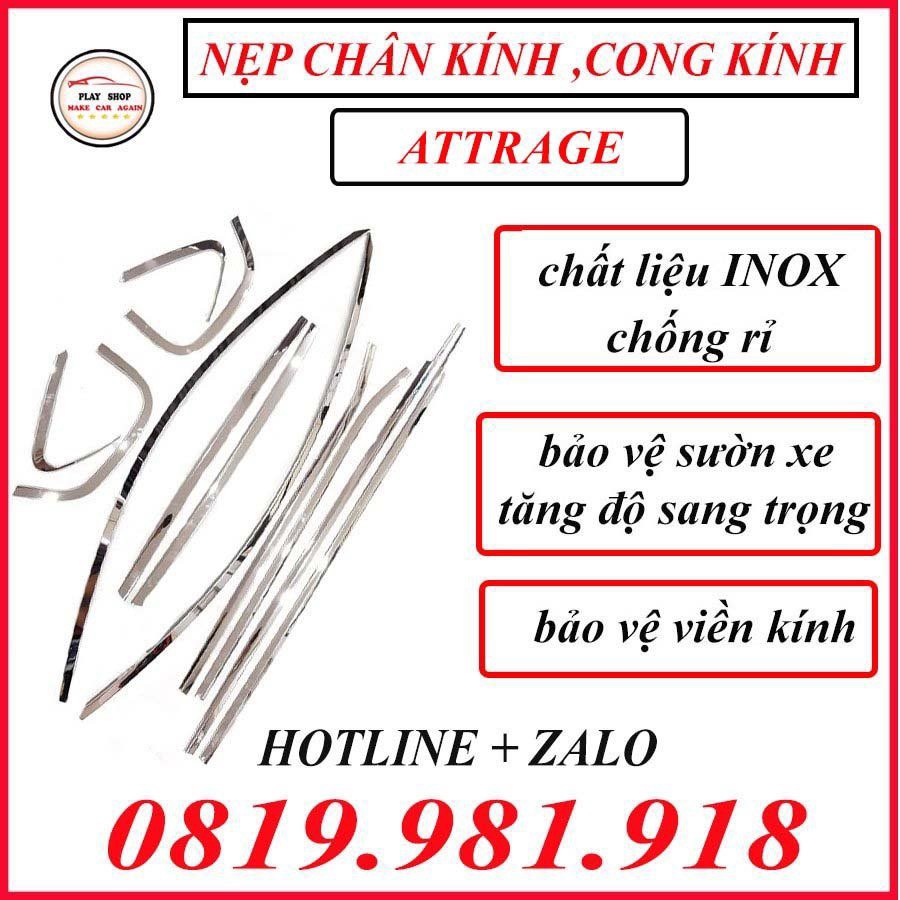 Nẹp Chân Kính, Cong Kính Inox Xe ATTRAGE Sáng Bóng, Không Rỉ Cao Cấp- FREE SHIP