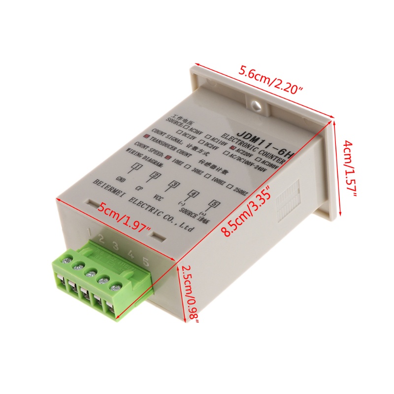 Máy Đếm Điện Tử Hiển Thị LED Tự Động 0Mm999999 Công Tắc Cảm Biến Quang Điện 6 Chữ Số