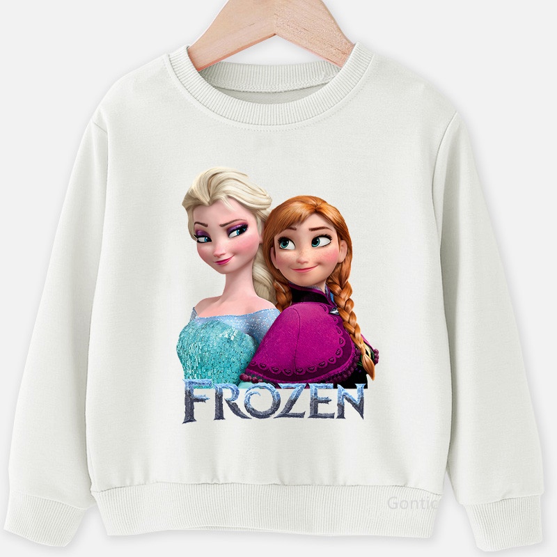 Áo Hoodie Tay Dài In Hình Công Chúa Elsa Anna Thời Trang Mùa Đông Cho Bé Gái