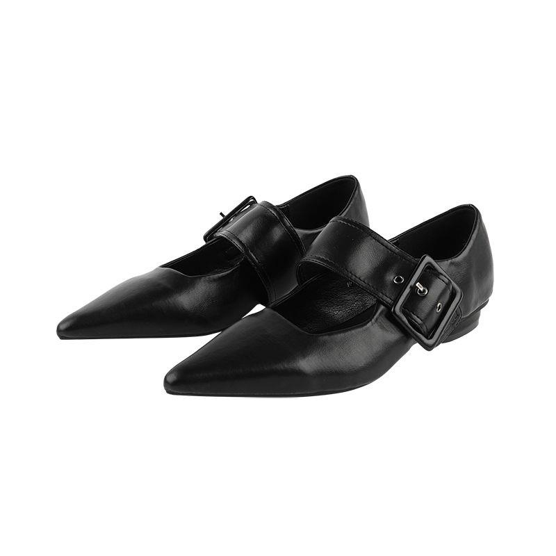 Giày Gót Thấp Mũi Nhọn Cài Khóa Phong Cách Âu Mỹ Thời Trang