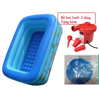 Bể bơi 1m5- 3 tầng. Tặng kèm bơm điện và 1 lọ keo và 2 miếng vá. Miễn phí vận chuyển toàn quốc