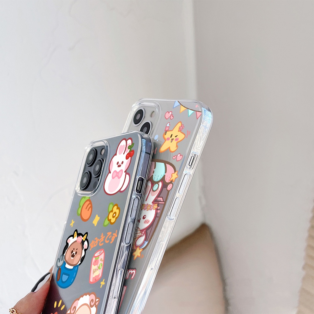 Ốp Điện Thoại Tpu Mềm In Hình Gấu / Thỏ Dễ Thương Cho iPhone 11 12 13 pro max XS X XR XSMax 7 8 6 6s plus SE 2020