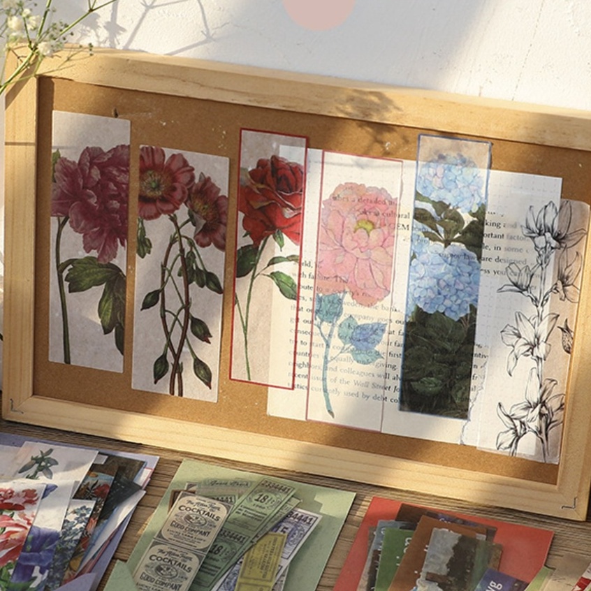 Túi 40 dải sticker vintage retro Floating trang trí bullet journal | BSB289