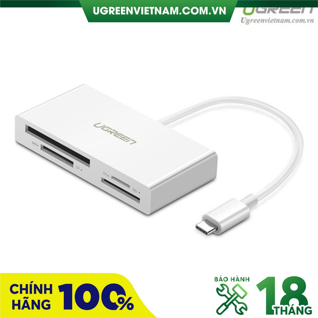 Đầu đọc thẻ USB Type-C cho thẻ nhớ TF/SD/CF/MS Ugreen 40444 cao cấp