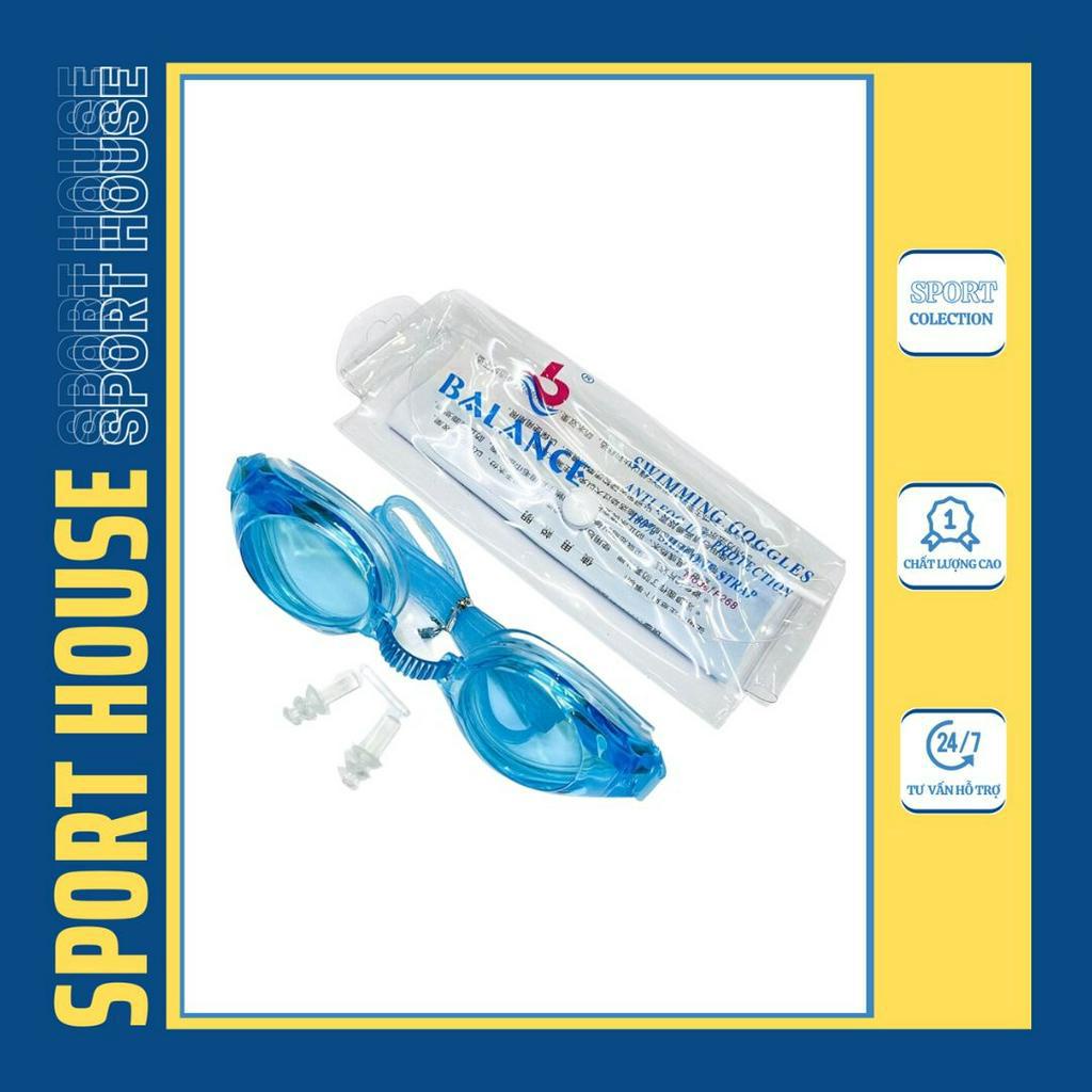 Kính bơi trẻ em Balance giá rẻ, kính nhựa abs có dây đeo điều chỉnh thoải mái có tặng kèm nút bịt tai giá rẻ