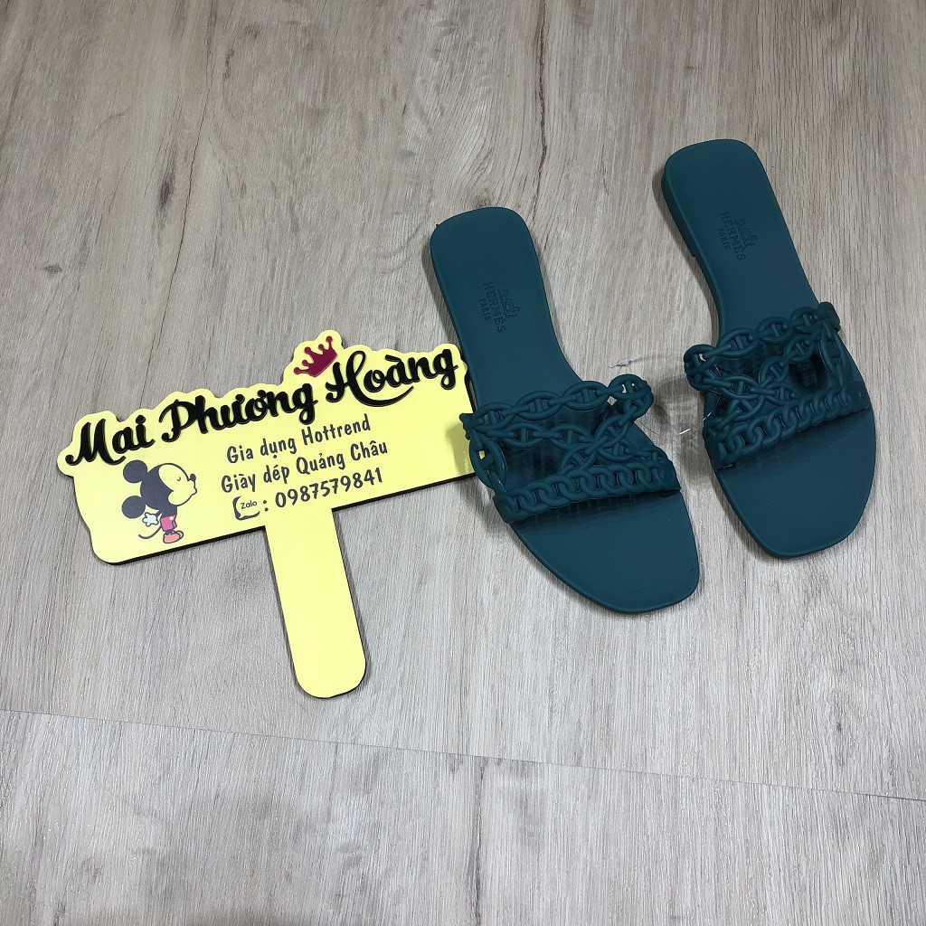 Dép lê nữ hai quai xích đế bệt hot trend