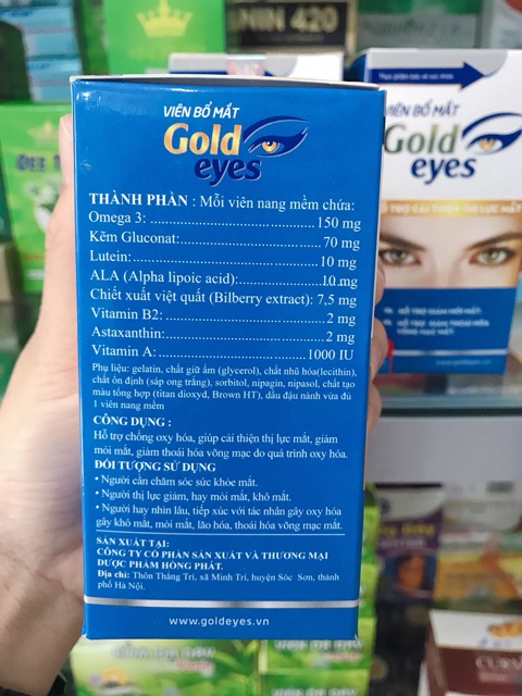 Viên bổ mắt GOLD EYES khô mắt , mỏi mắt , giảm thoái hoá võng mạc mắtKKKK