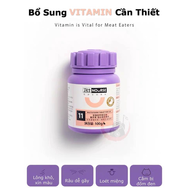 NOURSE 11- vitamin bổ sung tăng cường sức khỏe và kích thích ăn ngon cho mèo