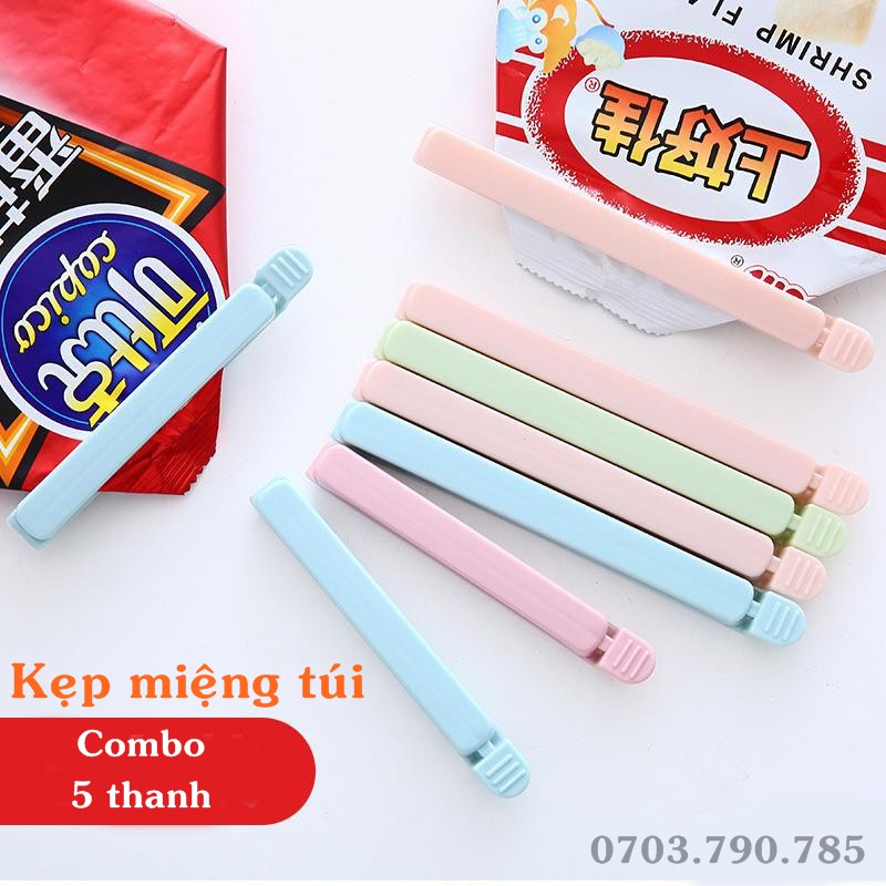 Combo 5 Thanh dài kẹp khóa miệng túi thực phẩm tiện lợi