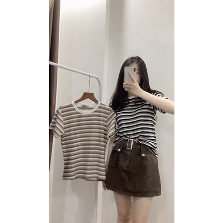 Áo thun nữ kẻ ngang tay cộc A2236- Hàng có sẵn