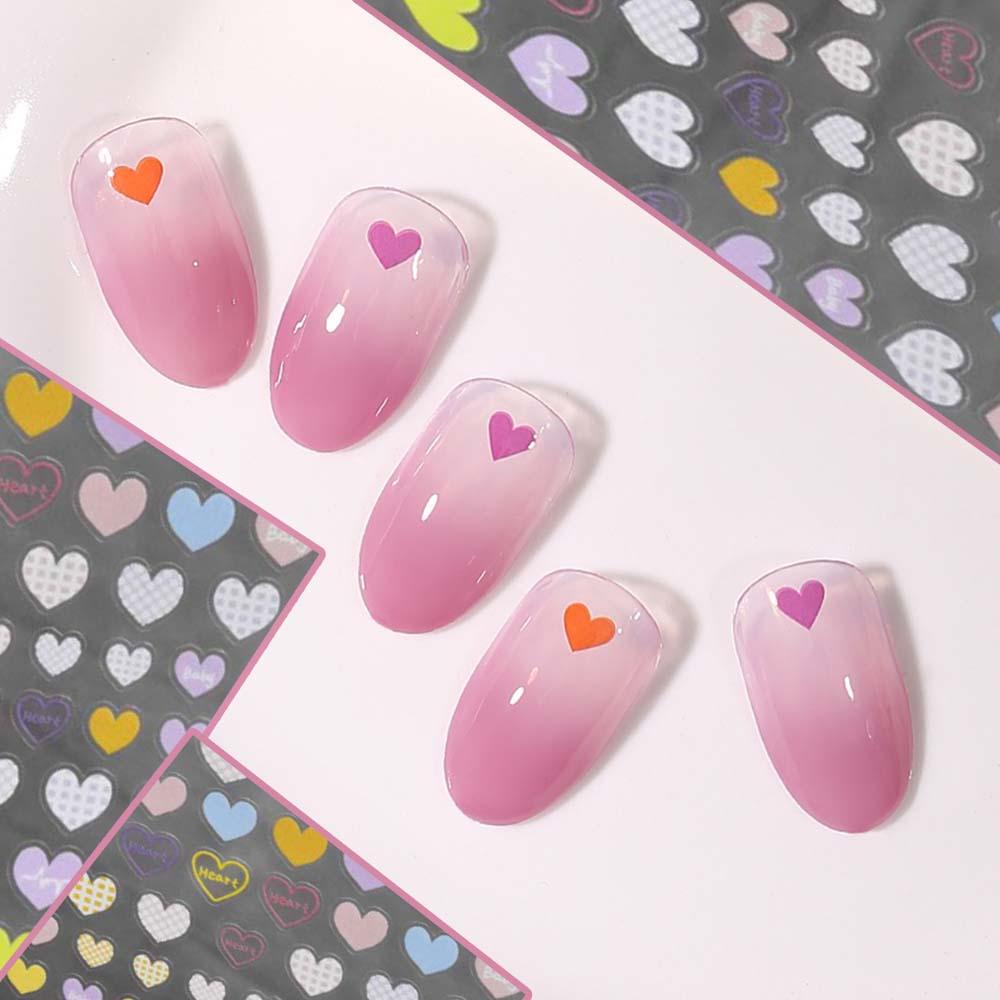Miếng Dán Trang Trí Móng Tay Hình Trái Tim Nhiều Màu Sắc DIY