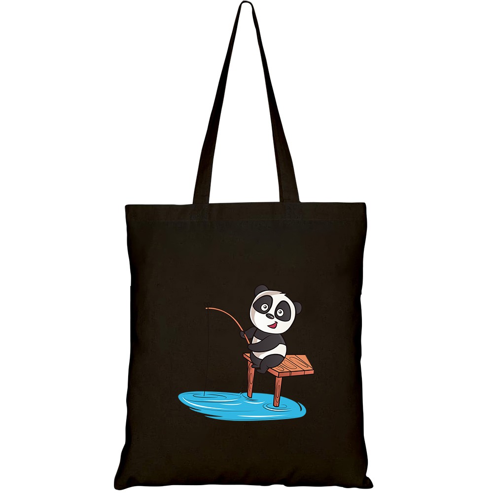 Túi vải tote canvas HTFashion in hình cartoon illustration panda HT135