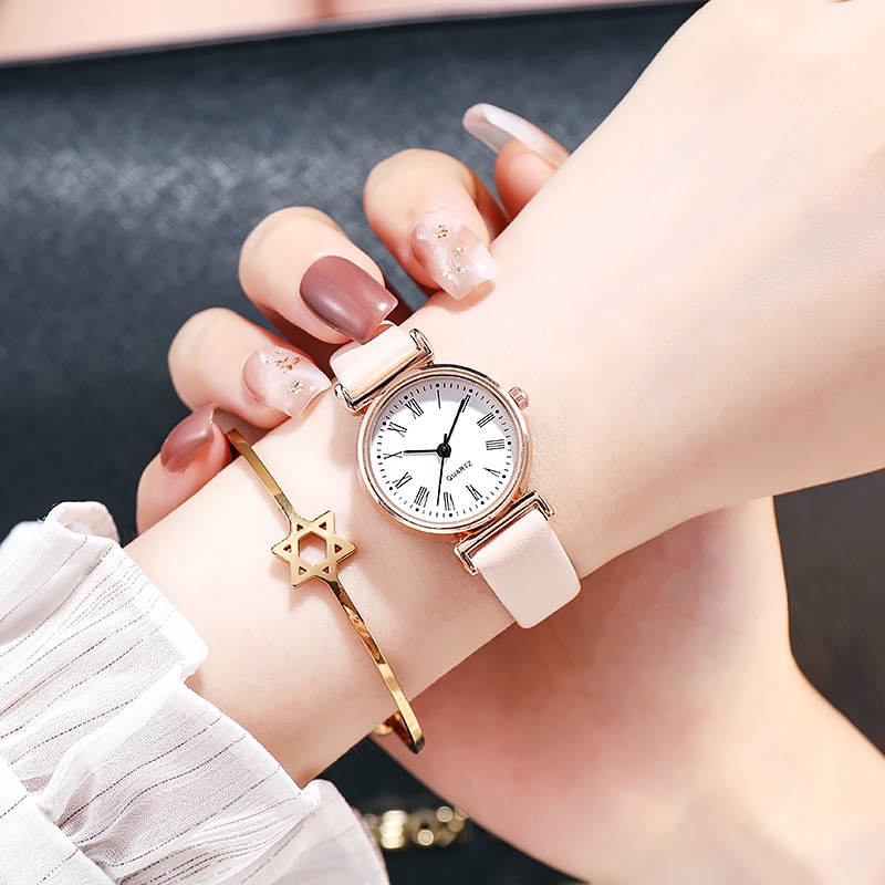 Đồng hồ nữ dây da mặt tròn nhỏ chính hãng cao cấp giá rẻ đeo tay D-ZINER ND06 - LINDO