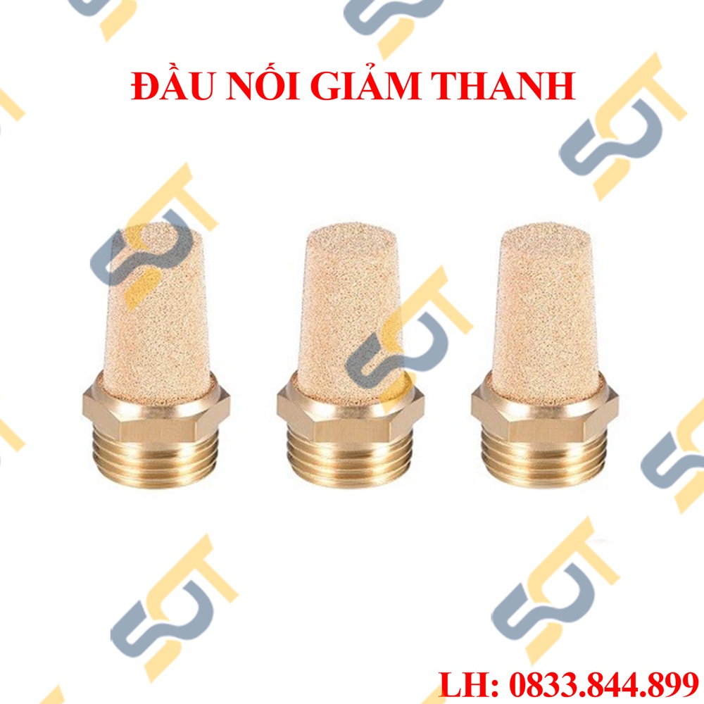 Đầu giảm thanh khí nén đồng thau SL ren 9.6, 13, 17, 21mm