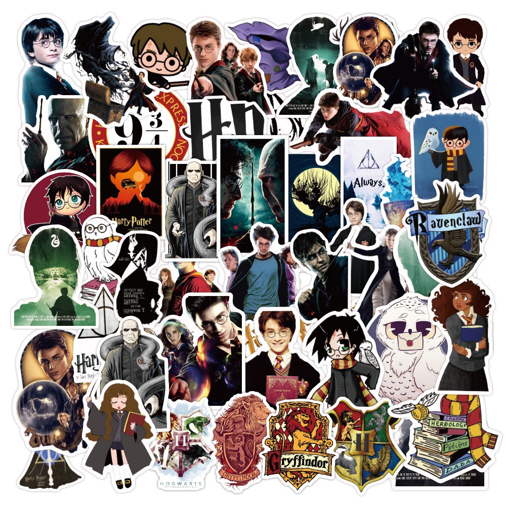 Set 100 / 50 / 25 / 10 nhãn dán họa tiết Harry Potter chống thấm nước và chống tia UV cho trang trí tường