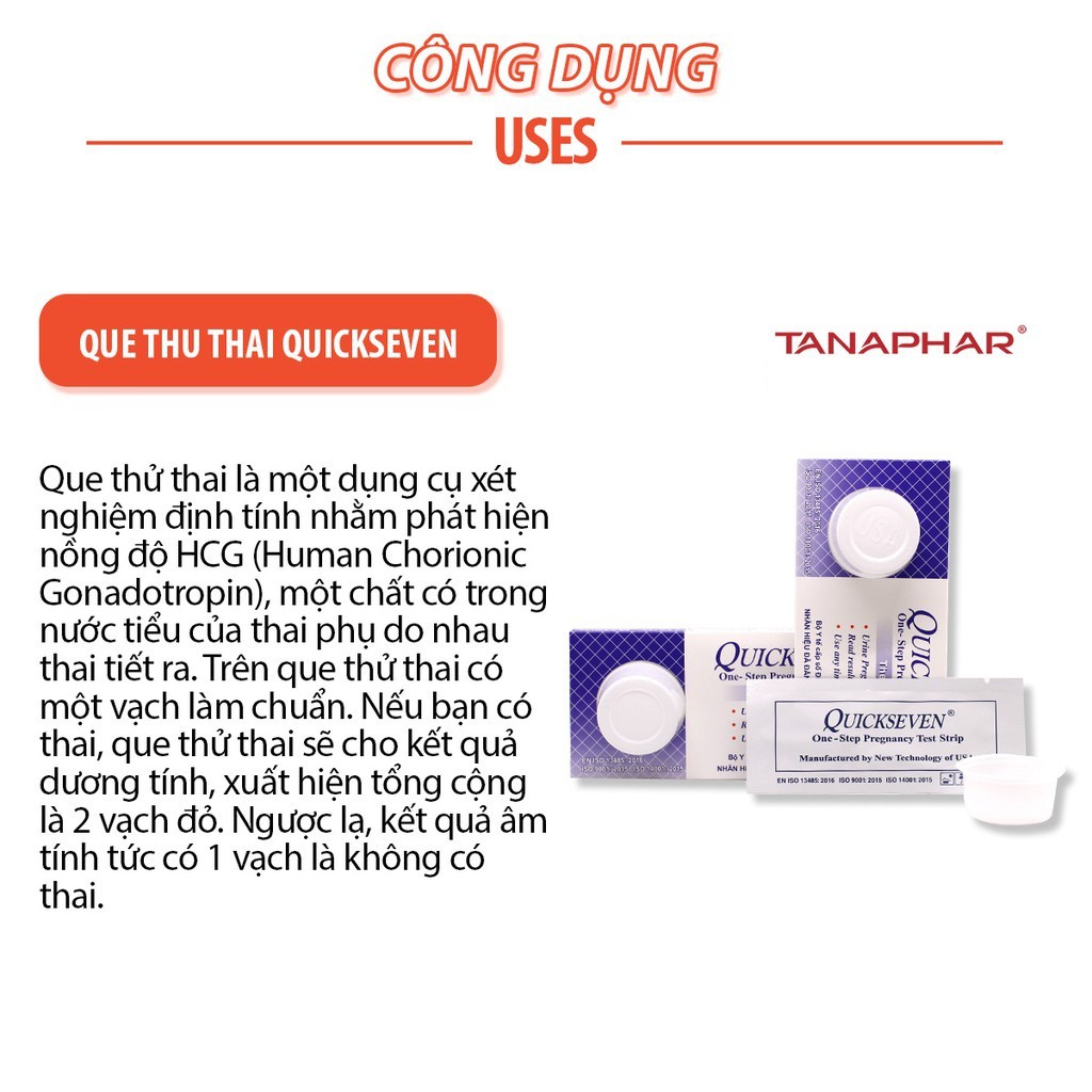 Que thử thai Quickseven - test thai nhanh, Giao hàng kín đáo, luôn che tên  Tanaphar - Trung Đông Pharmacy