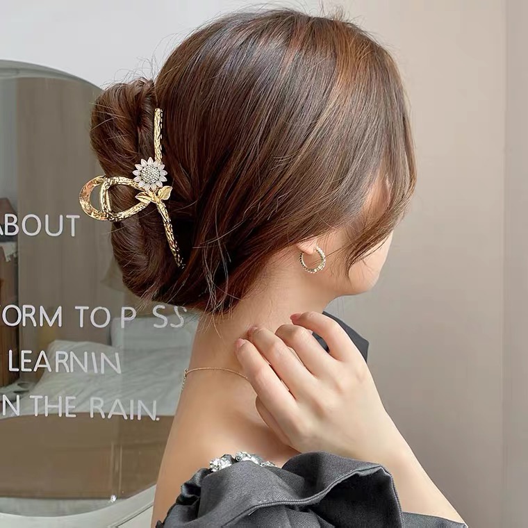 Kẹp Tóc Hình Hoa Hướng Dương Bằng Hợp Kim Cỡ Lớn Phong Cách Hàn Quốc Thời Trang Mùa Hè Cho Nữ