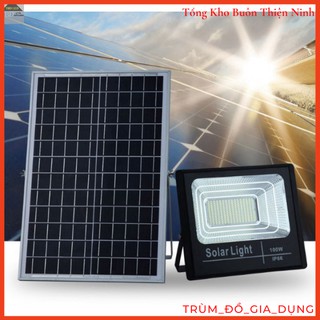 Đèn led pha năng lượng mặt trời 200w có remote tấm pin rời dây dài 5m - Bảo hành 12 tháng