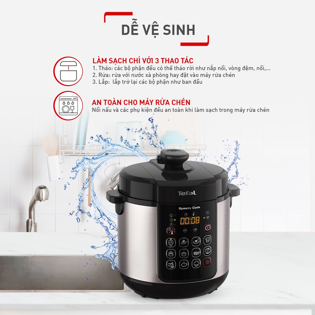Nồi áp suất điện đa năng Tefal Speedy Cook 5L CY222D68
