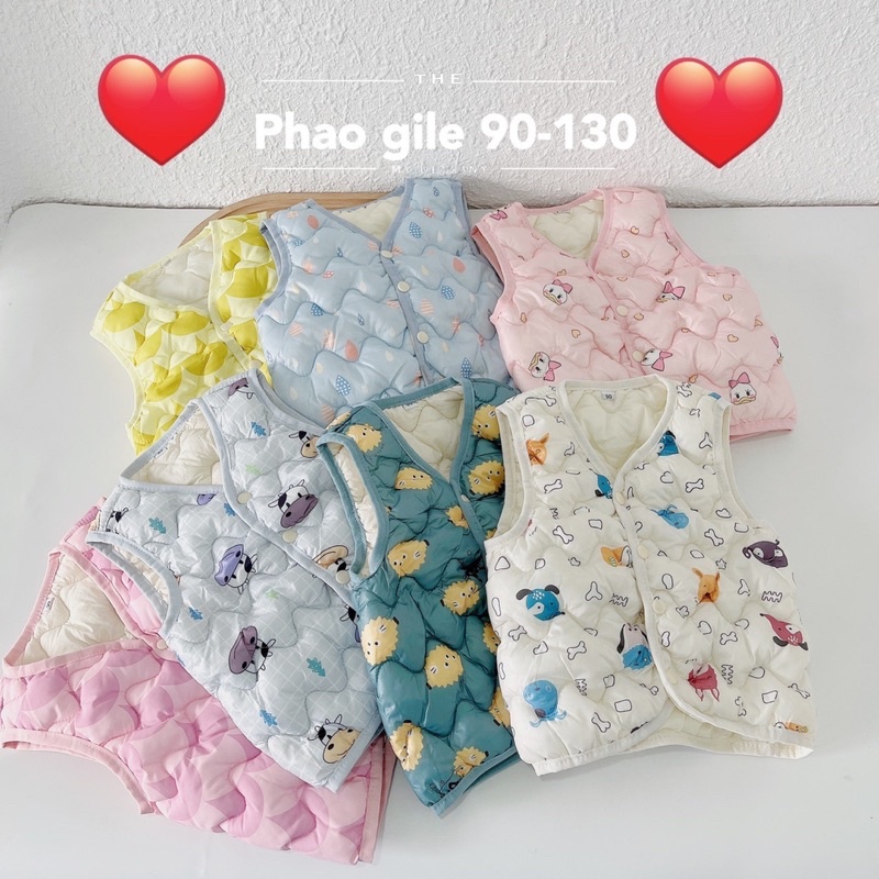 Áo Phao Gile cho bé gái, bé trai mặc thu đông, se lạnh UNISEX 1 2 3 4 5 6 tuổi