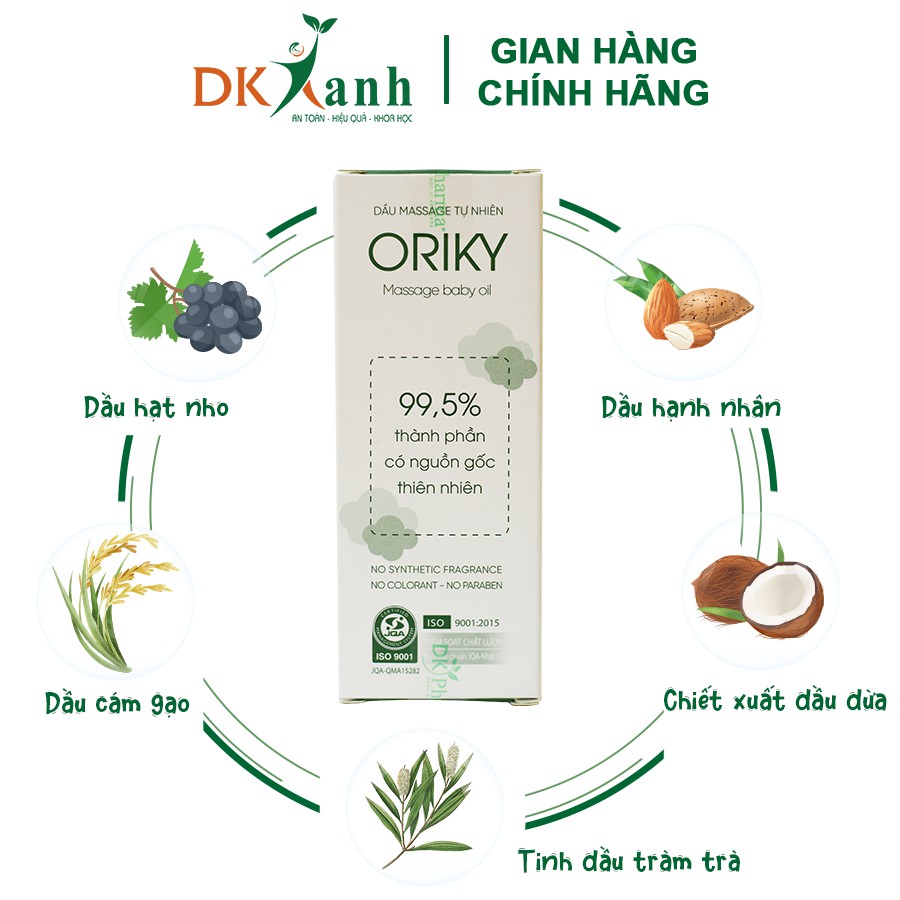 Dầu massage Oriky dưỡng ẩm cho bé, 60ml / chai