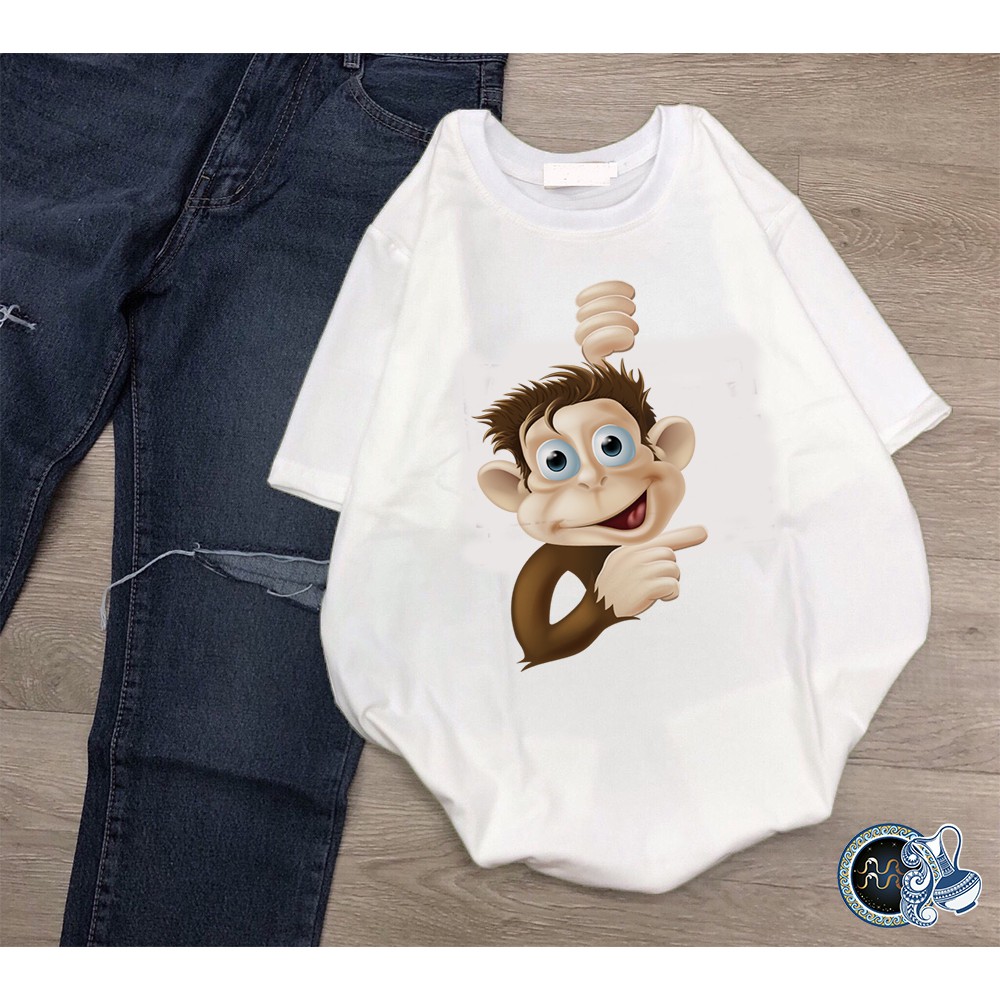 Áo thun Cotton Unisex - 12 Con Giáp - Tuổi Thân - Khỉ con tò mò