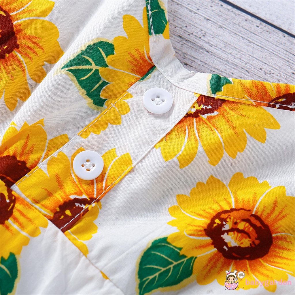 Áo Hoa Hướng Dương + Váy Dây Cho Bé Gái