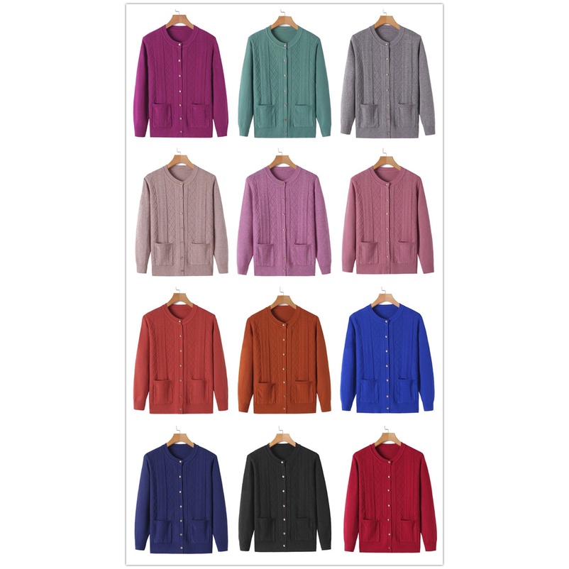 Áo len cổ tròn trung niên cài cúc trơn Quảng Châu (BST Thu 2021) | BigBuy360 - bigbuy360.vn