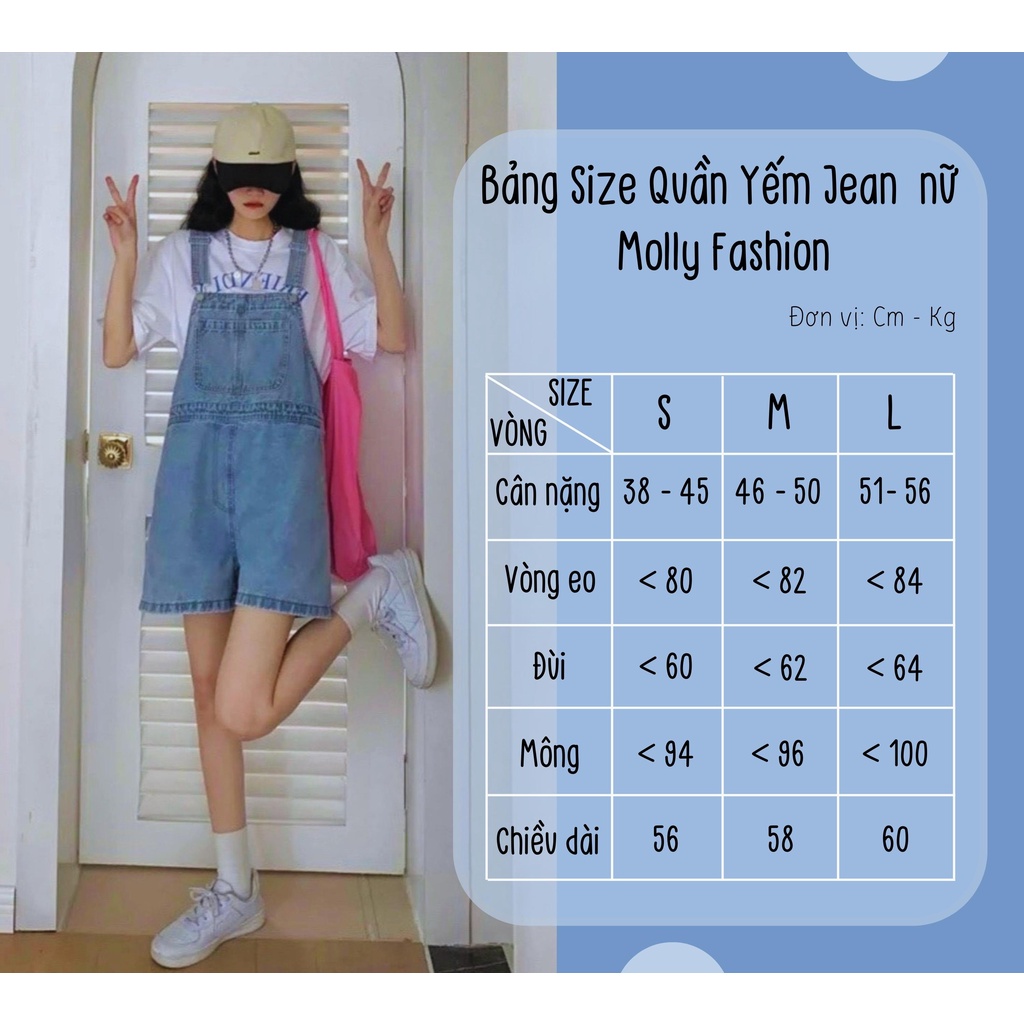 QUẦN YẾM JEAN nữ QJ03❤️ Quần Sooc Jean Denim dạng yếm dáng ngắn Ulzzang Hàn Quốc Molly Fashion