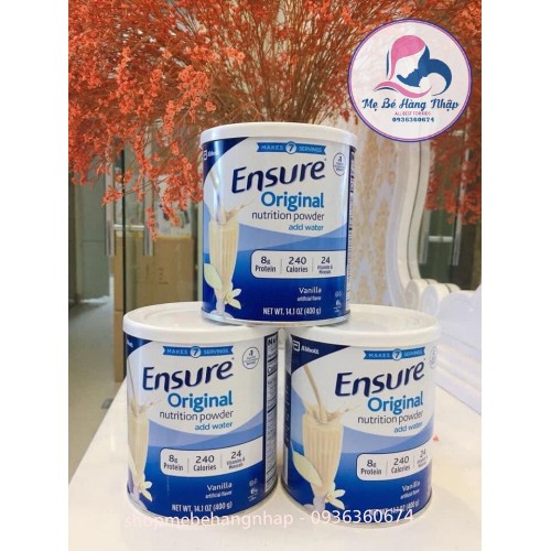 Combo 3 lon Sữa bột Ensure Original Mỹ 397g hương vani