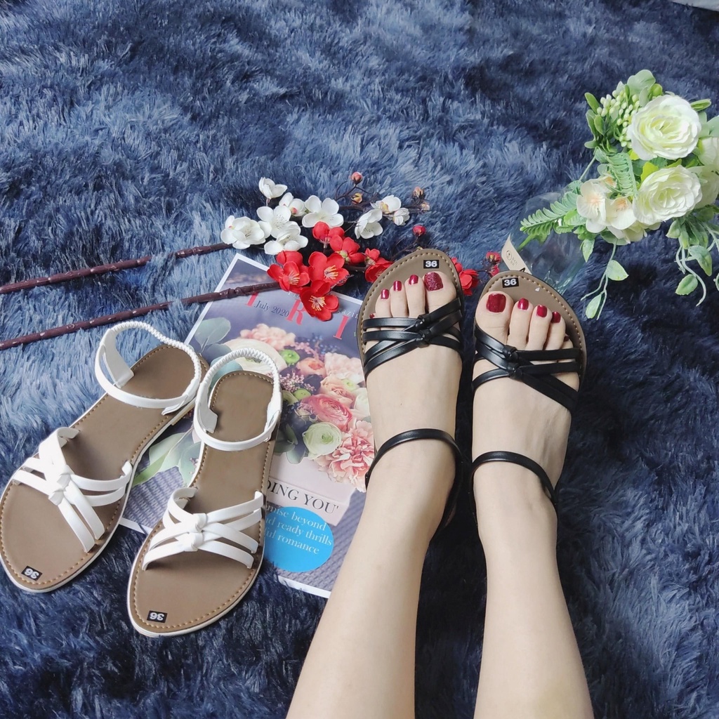 Sandal nữ bệt quai mảnh dây chéo thời trang phong cách chiến binh đi biển