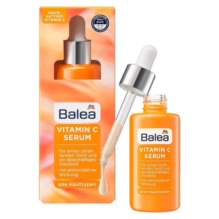 Serum Vitamin C Balea dưỡng trắng da 30ml của Đức, huyết thanh mờ thâm an toàn cho da