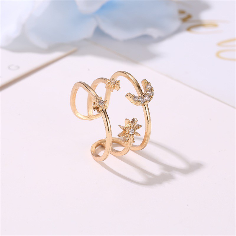 Trendy Three-star and Moon Decorative Ring for Women