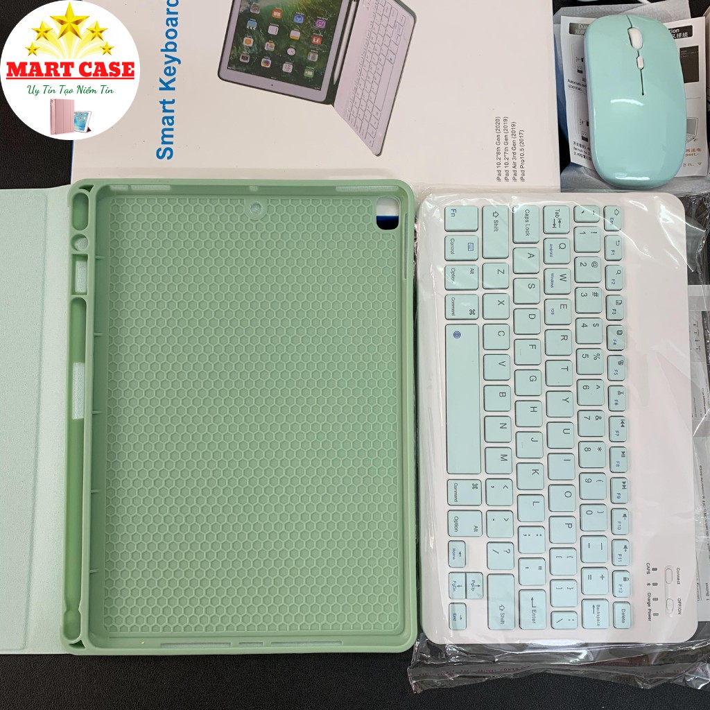 Bao da ipad + bàn phím có ngăn đựng bút Silicon cực chất ốp ipad Air 4/Pro 11/10.5/9.7/Gen 5/6/7/8/Air 1/2/3 MART CASE