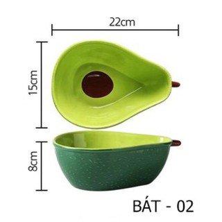 Đủ bộ chén bát gốm sứ hình trái bơ