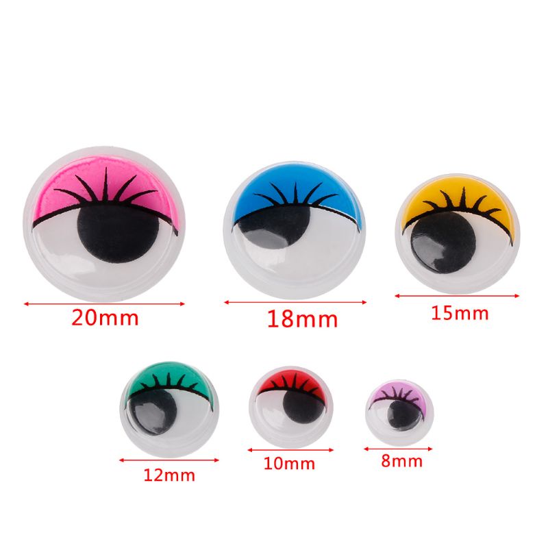 HIK 100Pcs 8-20mm Plastic Active Bear Doll Puppet Safety Eyes With Eyelashes For Plush Animals Toy Making DIY Crafts