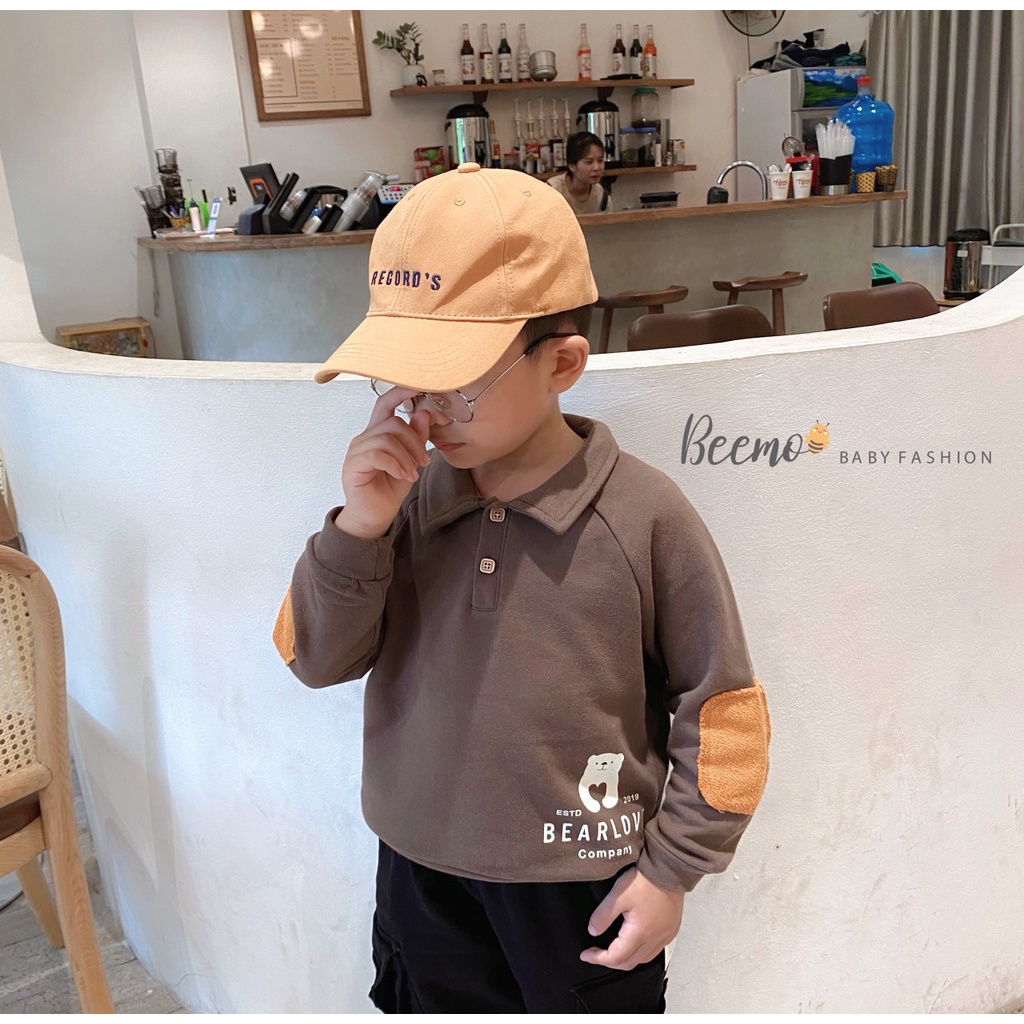 Áo nỉ Polo đắp tay cho bé Beemo,Chất vải nỉ da cá dày dặn, mềm mại giữ ấm tốt cho bé B222