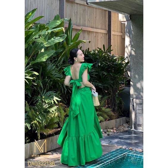 Đầm maxi cánh tiên 4 màu xanh trắng vàng hồng