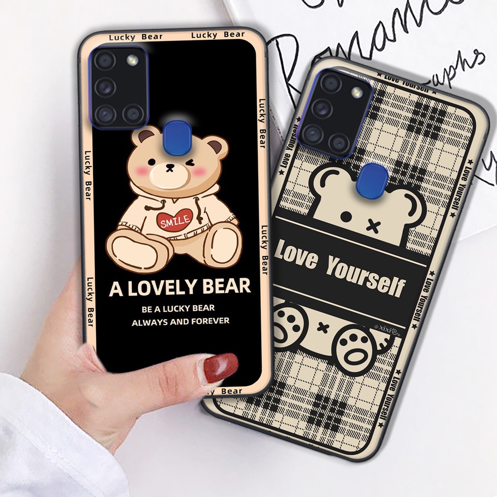 Ốp lưng Samsung A21s in hình cute, chú gấu thể thao tinh nghịch cực đáng yêu