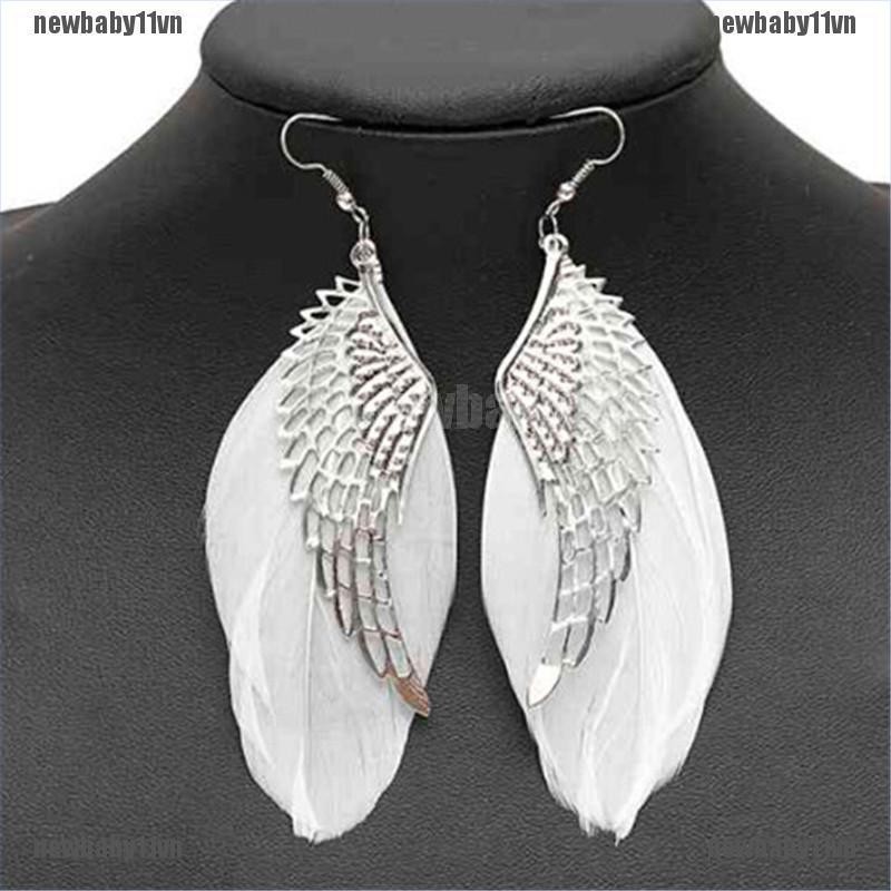 Bông Tai Dài Hình Cánh Thiên Thần Màu Trắng Thời Trang Dành Cho Nữ