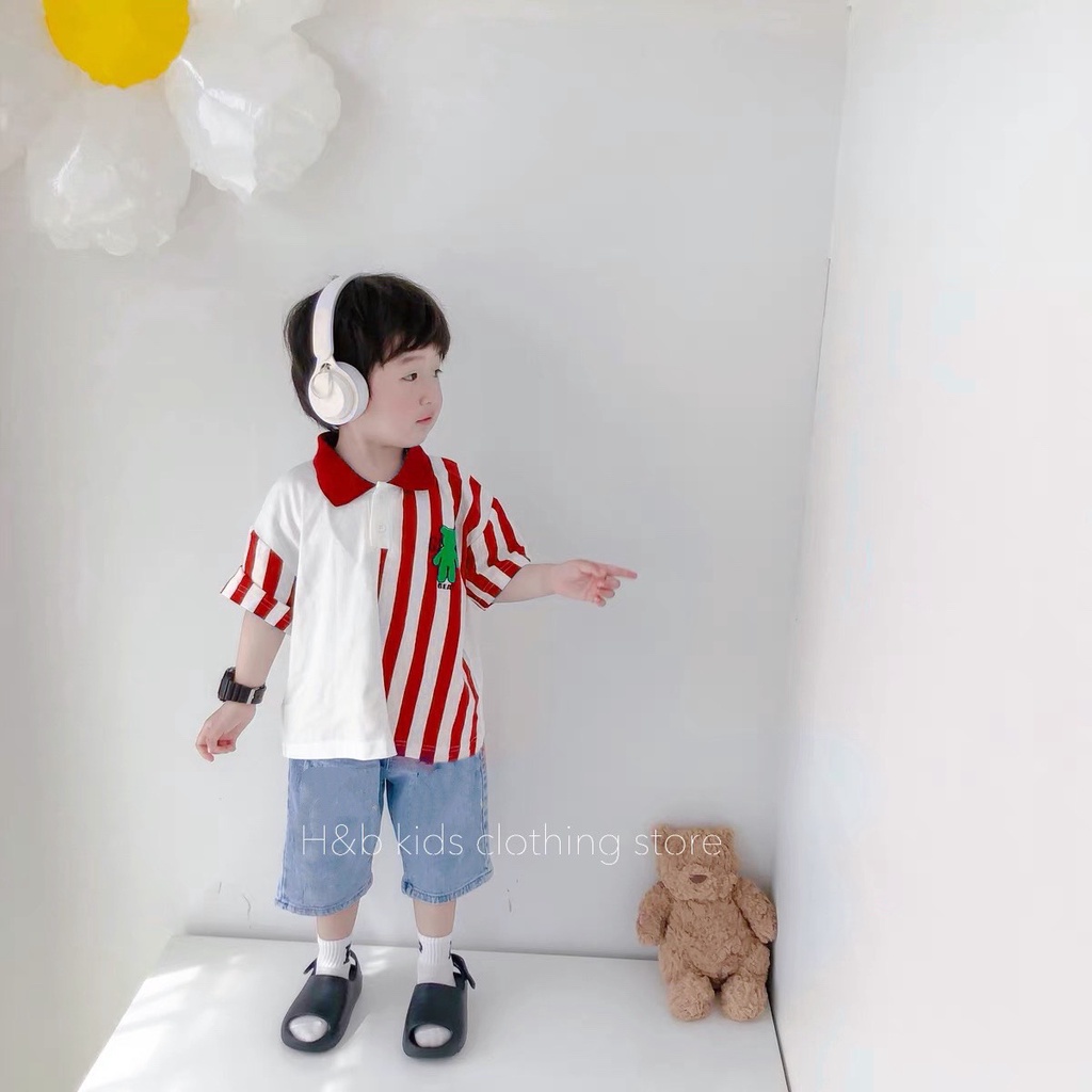 Bộ quần áo polo bé trai kiểu dáng Hàn Quốc, Set bộ bé trai diện đi học đi chơi năng động dễ thương BKS566